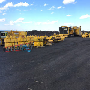 Global relocation project of Komatsu 830E, components on site