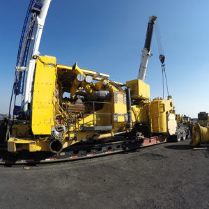 Global relocation project of Komatsu 830E, haul truck subframe being transported
