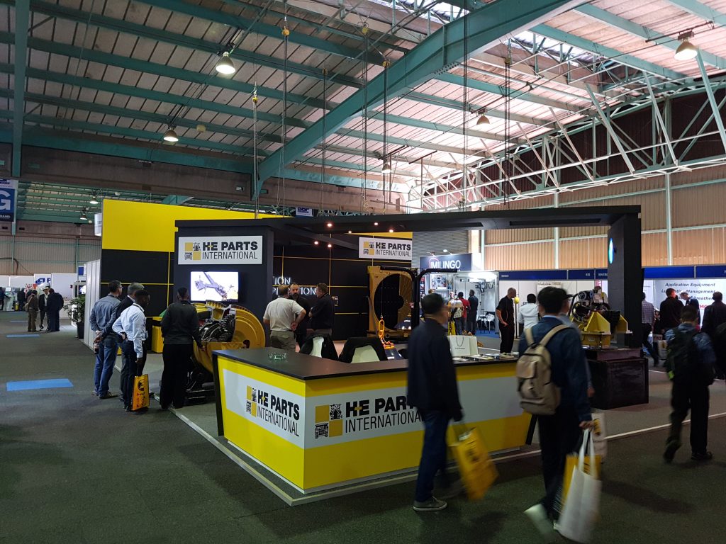 Electra Mining Africa H-E Parts Display Stand 2018 busy with guests