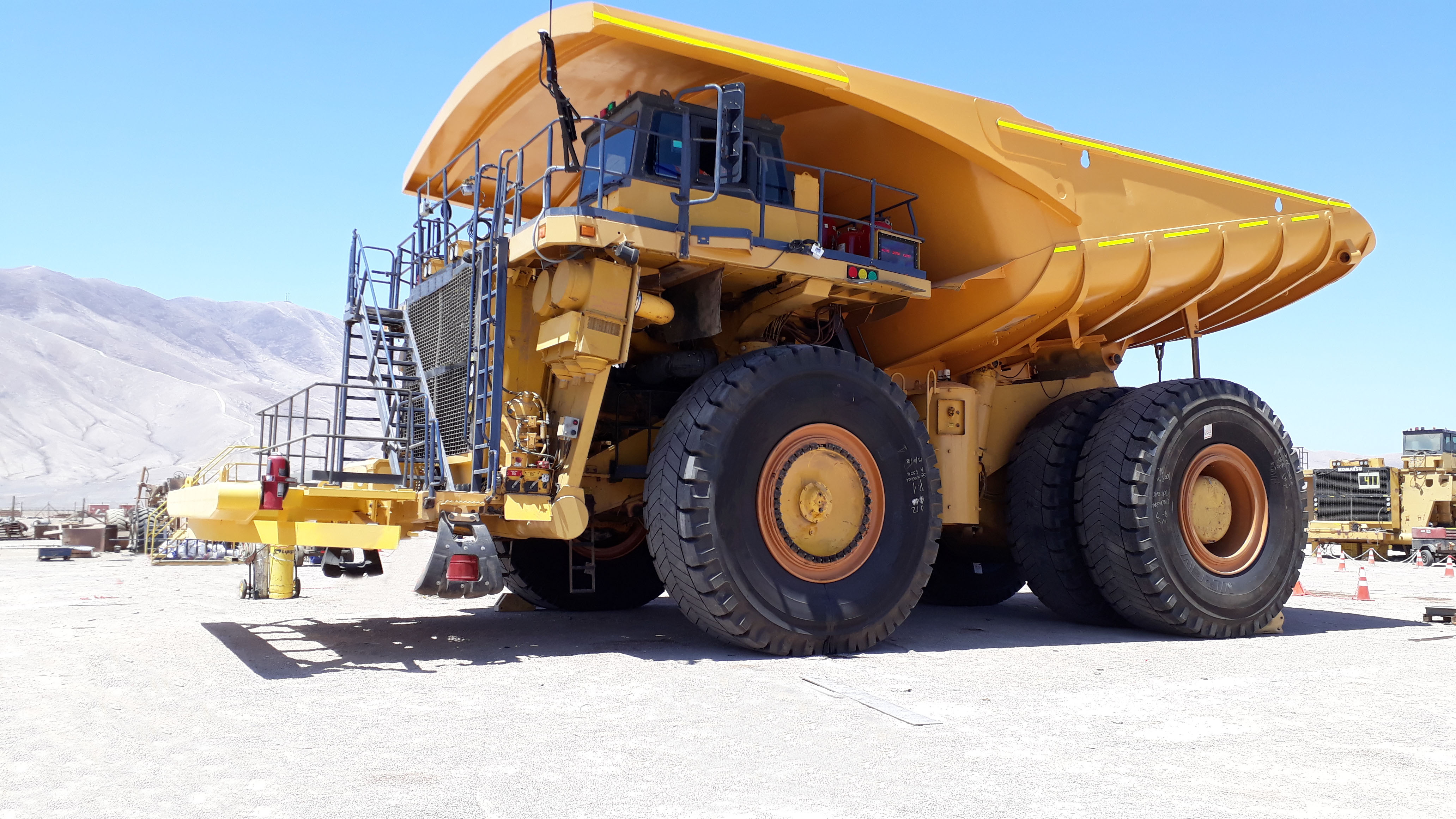 A relocated 830E AC trucks proudly displayed at the Mantos Copper mine in Antofagasta. Chile.